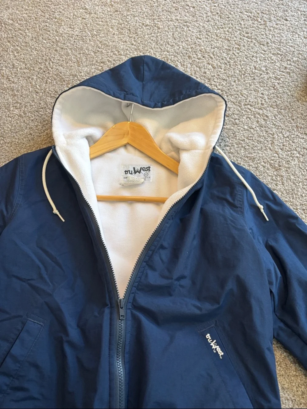 TruWest Navy Hooded Swim Parka  with Zip - Picture 3 of 4